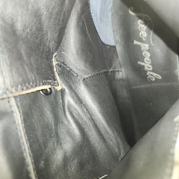 Free People Billie Buckle Forest green leather Moto boots size 8 - Picture 5 of 7